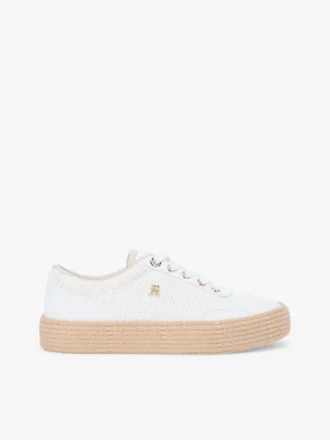 Adidași cu platformă din pânză cu textură mixtă