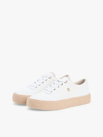 Adidași cu platformă din pânză cu textură mixtă