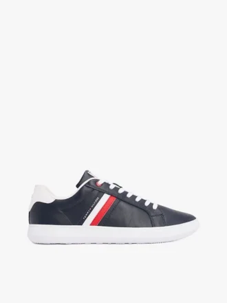 Adidași din piele cu talpă cupsole și dungi