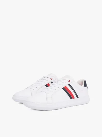 Adidași din piele cu talpă cupsole și dungi