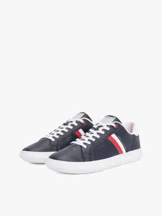 Adidași din piele cu talpă cupsole și dungi