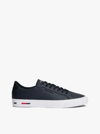 Adidași din piele vulcanizată cu dungi în formă de steag