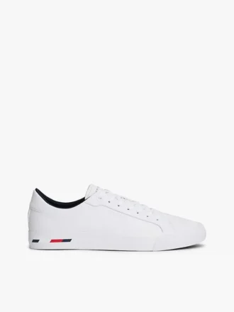 Adidași din piele vulcanizată cu dungi în formă de steag