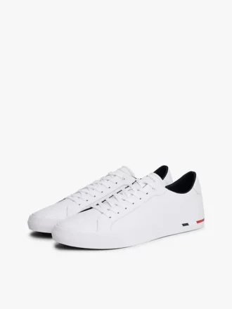 Adidași din piele vulcanizată cu dungi în formă de steag