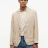 Blazer casual din in vopsit în bucată Blazer casual din in vopsit în bucată