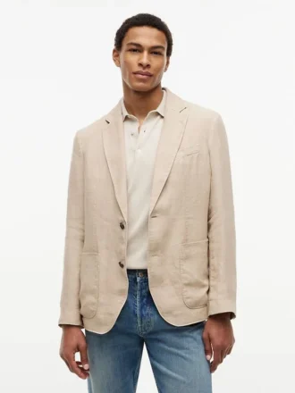 Blazer casual din in vopsit în bucată