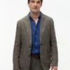 Blazer casual din in vopsit în bucată Blazer casual din in vopsit în bucată