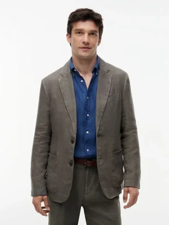 Blazer casual din in vopsit în bucată