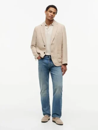 Blazer casual din in vopsit în bucată