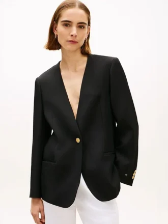 Blazer din amestec de in, croială lejeră