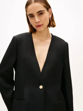 Blazer din amestec de in, croială lejeră