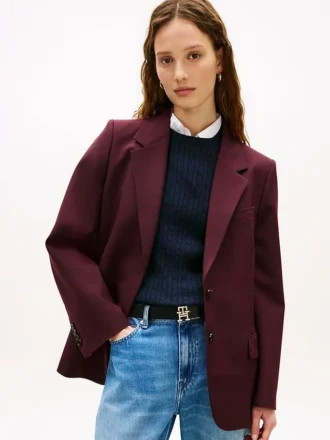 Blazer din amestec de lână, croială lejeră