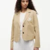Blazer din twill elastic cu monogramă script Blazer din twill elastic cu monogramă script
