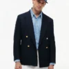Blazer texturat din amestec de bumbac și lână Blazer texturat din amestec de bumbac și lână