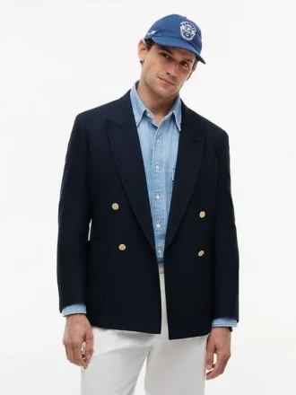 Blazer texturat din amestec de bumbac și lână