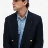 Blazer texturat din amestec de bumbac și lână Blazer texturat din amestec de bumbac și lână