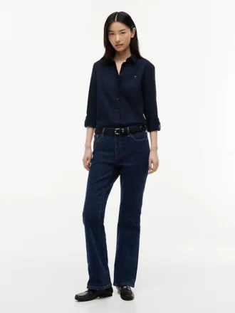 Blugi bootcut cu talie medie și material elastic