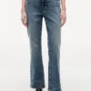 Blugi bootcut cu talie medie și material elastic Blugi bootcut cu talie medie și material elastic