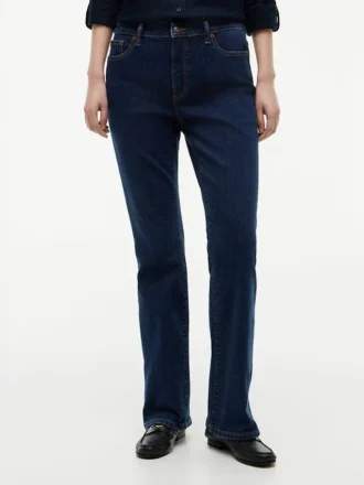 Blugi bootcut cu talie medie și material elastic