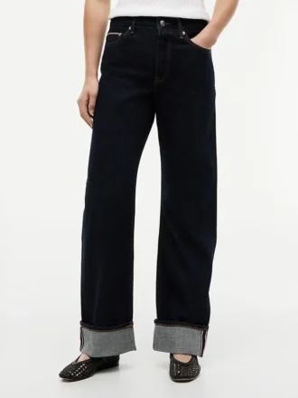 Blugi drepți, largi, cu talie medie, din denim selvedge