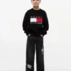 Blugi largi pentru copii Hilfiger cu imprimeu graffiti Blugi largi pentru copii Hilfiger cu imprimeu graffiti