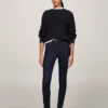Blugi skinny cu talie medie și spălare închisă