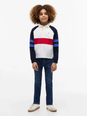 Blugi slim fit din denim elastic pentru copii