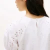Bluză cu mâneci bufante și broderie cu ochiuri Bluză cu mâneci bufante și broderie cu ochiuri