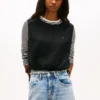 Bluză din amestec de in cu legături laterale Tommy Jeans Bluză din amestec de in cu legături laterale Tommy Jeans