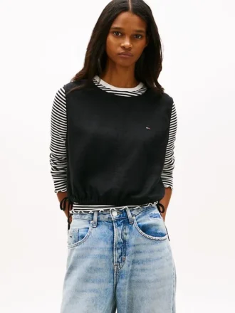 Bluză din amestec de in cu legături laterale Tommy Jeans