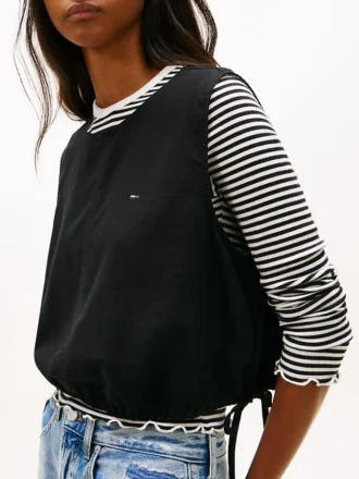 Bluză din amestec de in cu legături laterale Tommy Jeans