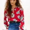 Bluză din crep cu imprimeu floral Bluză din crep cu imprimeu floral