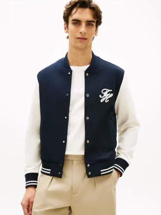 Bomber din material terry gros cu monogramă script
