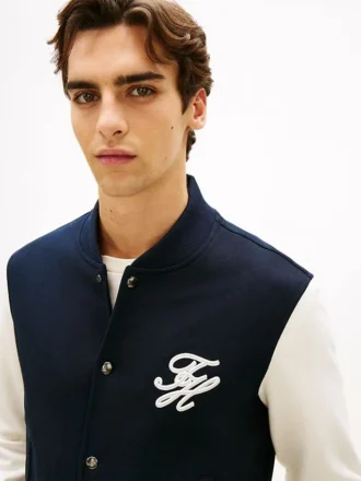 Bomber din material terry gros cu monogramă script