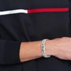 Brățară din oțel inoxidabil cu dungi în formă de steag Brățară din oțel inoxidabil cu dungi în formă de steag