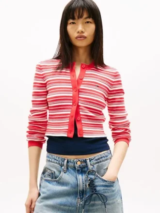 Cardigan cu dungi, croială slim, Tommy Jeans Blugi