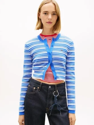 Cardigan cu dungi, croială slim, Tommy Jeans Blugi