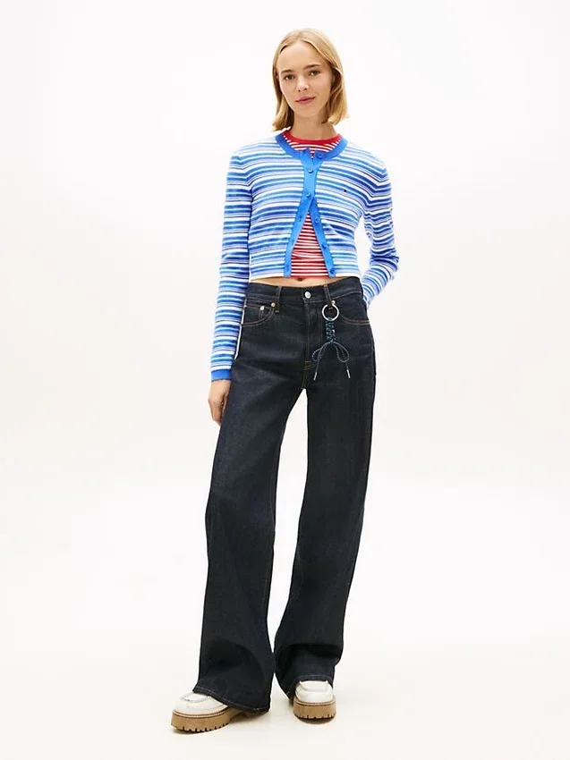 Cardigan cu dungi, croială slim, Tommy Jeans Blugi Cardigan cu dungi, croială slim, Tommy Jeans Blugi