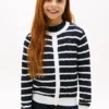 Cardigan cu dungi și tricotaj în relief pentru copii