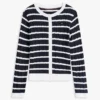 Cardigan cu dungi și tricotaj în relief pentru copii