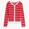 Cardigan cu dungi și tricotaj în relief pentru copii