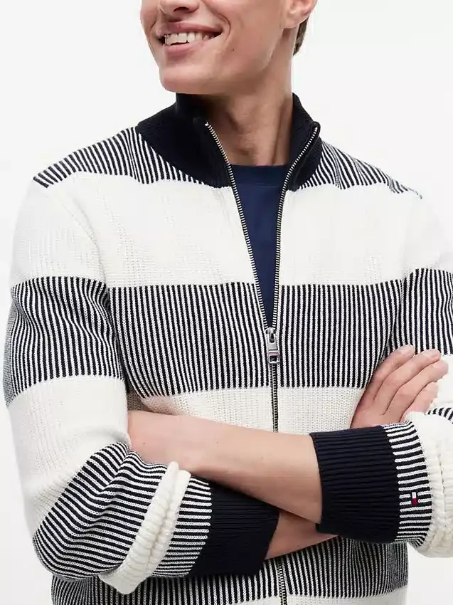 Cardigan cu fermoar și dungi Cardigan cu fermoar și dungi