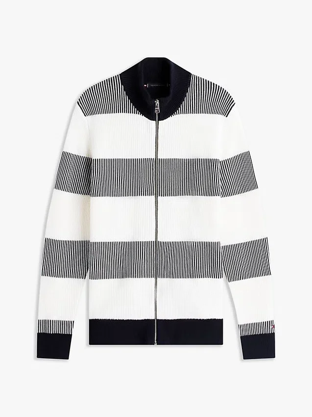 Cardigan cu fermoar și dungi Cardigan cu fermoar și dungi