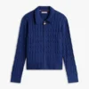 Cardigan cu fermoar și tricotaj în formă de cablu, croială dreptă Cardigan cu fermoar și tricotaj în formă de cablu, croială dreptă