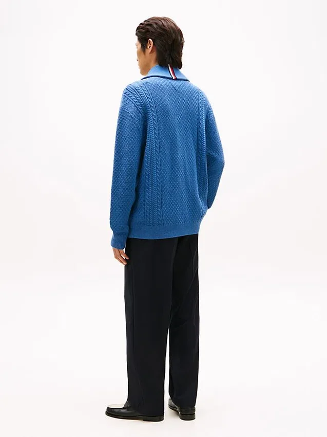 Cardigan cu guler șal și tricotaj în relief Cardigan cu guler șal și tricotaj în relief