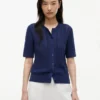 Cardigan cu mâneci scurte din tricot mixt Cardigan cu mâneci scurte din tricot mixt