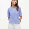 Cardigan cu mâneci scurte din tricot mixt Cardigan cu mâneci scurte din tricot mixt