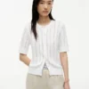 Cardigan cu mâneci scurte din tricot mixt Cardigan cu mâneci scurte din tricot mixt