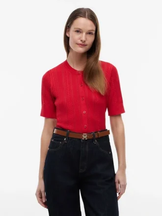 Cardigan cu mâneci scurte din tricot mixt