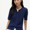 Cardigan cu mâneci scurte din tricot mixt Cardigan cu mâneci scurte din tricot mixt